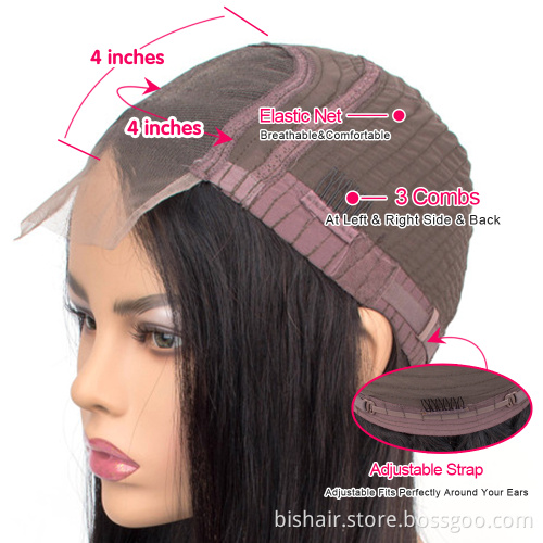 BIS Wholesale Jerry Curly 4x4 Transparent Lace Frontal Wigs Virgin Brazilian Curly 100% Human Hair Wig For Black Women